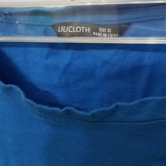 hilarious blue Lilicloth cat t-shirt, XL - Picture 3 of 5